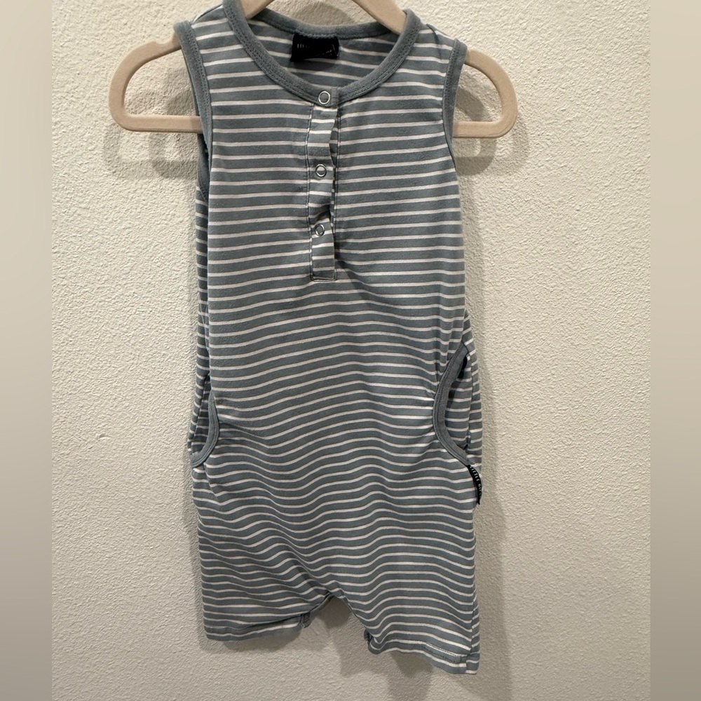 Little Bipsy light blue Sleeveless Shortie Romper 2-3y